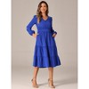 INSPIRE CHIC Women's V Neck Lantern Sleeve Ruffle Flowy A-Line Elegant Midi Dress - 4 of 4