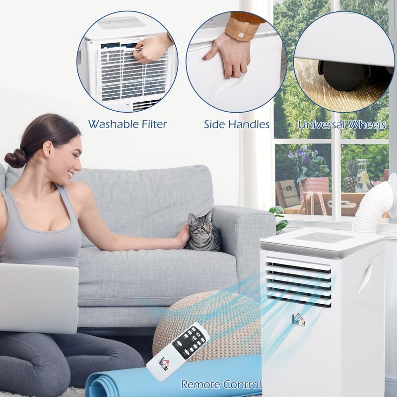 HOMCOM Mobile Portable Air Conditioner for Home Office Cooling, Dehumidifier, and Ventilating with Remote Control, 5 of 7