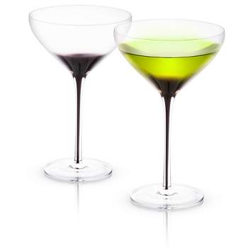 JoyJolt Black Swan Stemmed Martini Glasses - Set of 2 Premium Crystal Glassware, 10.5 oz
