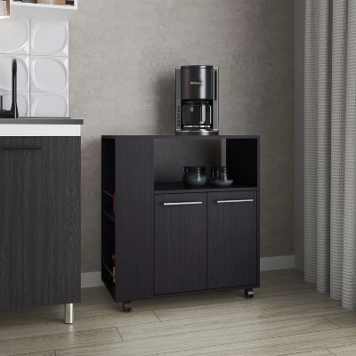 Grungis Kitchen Island Cart with Microwave Shelf,Rectangular Kitchen Island with Open Storage,Island Table for Kitchen