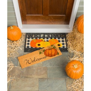 Evergreen Fall Pumpkin Kensington Indoor Outdoor Coir Interchangeable Doormat 9"x2'4" Orange - 1 of 4