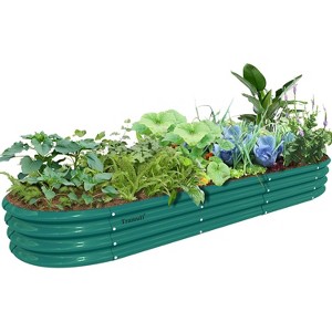 Rbied 12 x 2 x 1 ft. Galvanized Steel Oval Outdoor Raised Garden Beds Anti-Rust Metal Planter Box for Garden (1-Pack) - 1 of 4