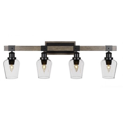 Toltec Lighting Tacoma 4 - Light Vanity in  Black/Painted Wood with 5" Clear Bubble Shade