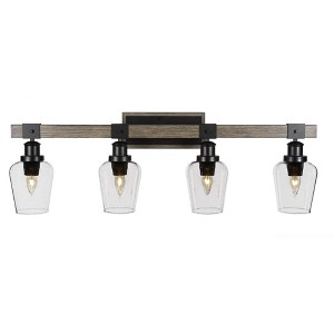 Toltec Lighting Tacoma 4 - Light Vanity in  Black/Painted Wood with 5" Clear Bubble Shade - 1 of 1