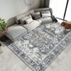 Boho Vintage Floral Faux Wool Area Rug Elegant Distressed Floor Mat for Living Room Bedroom Kitchen Living Room Dining Area Laundry Room and Entrance - 3 of 4