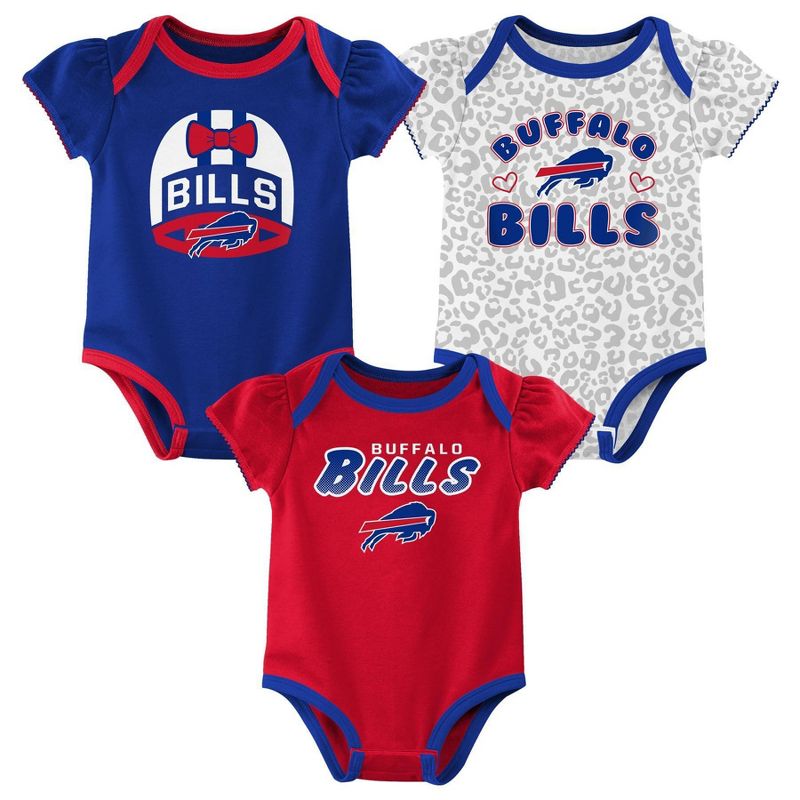 NFL Buffalo Bills Baby Girls&#39; Onesies 3pk Set, 1 of 5