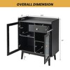 Costway Kitchen Buffet Server Sideboard Accent Cabinet with2 Tempered Glass Doors & Drawer - 4 of 4