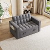 TiramisuBest 65" Light Grey Velvet 3-in-1 Sofa Bed, Foldable Double Sofa with Adjustable Back & Hidden Desk - 2 of 4
