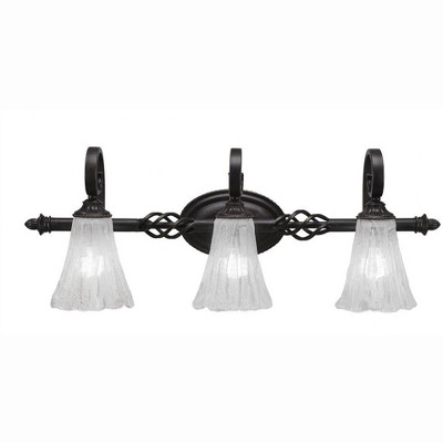 Toltec Lighting Elegante 3 - Light Vanity in  Dark Granite with 5.5" Fluted Italian Ice Shade