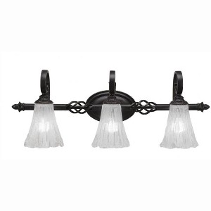 Toltec Lighting Elegante 3 - Light Vanity in  Dark Granite with 5.5" Fluted Italian Ice Shade - 1 of 1