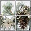 LOVMOR 20"Christmas Wreath for Front Door with Warm Lights, Pine Cones,Golden Xmas Ball, Frosted Branches, Pine Needles and Natural Branches Wreath - 4 of 4