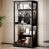 GlasFlength Decorative Storage Cabinets Accent Cabinet Curio Display Cabinet Cabinet 5 Tier Display Shelf for Collect, Black, 31.5"*15.75"*70.87" - 3 of 4