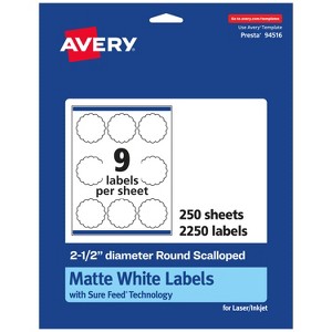 Avery White Round Scalloped Labels, 2.5" diameter - 1 of 4