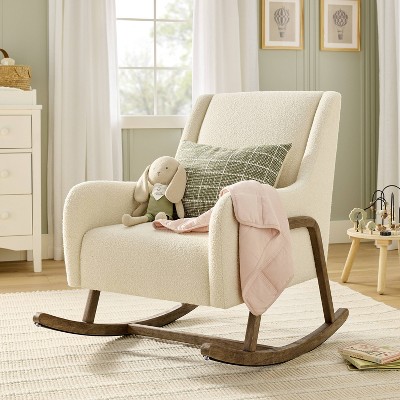 Boucle Upholstered Nursery Rocking Chair Oak/Cream - Hearth & Hand™ with Magnolia