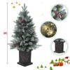 Decoration Tree,Pre-Lit Flocked Artificial Christmas Tree with Pine Cones, Artificial Xmas Tree w/ 386 Branch Tips , Antique Urn Base for Home - 2 of 4