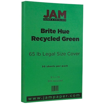 JAM Paper Legal 65lb Colored Cardstock 8.5 x 14 Coverstock Green Recycled 16730936