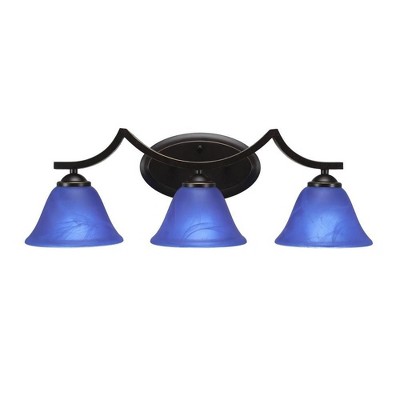 Toltec Lighting Zilo 3 - Light Vanity in  Dark Granite with 7" Blue Italian Shade