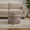 HomeRoots 18" Natural and Rainbow Braided Jute Blend Striped Pouf Ottoman - 2 of 4
