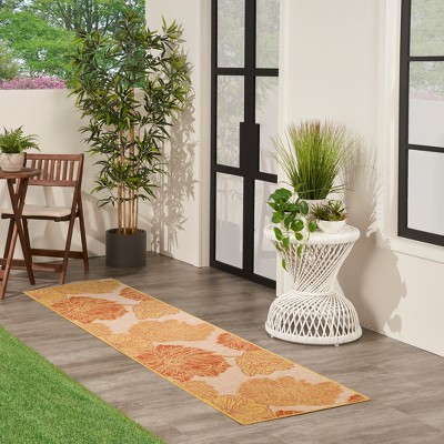 Coral Floral Flatwoven Runner Rug for Indoor/Outdoor Spaces