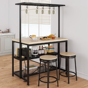 47" Large Kitchen Island Table Bakers Rack with Power Outlet and 3-Tier Storage-Microwave Stand Oven Shelf - 1 of 4