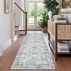 2x6 Blue Brown Vintage Floral Runner Rug, Low Pile Non-Slip Washable Carpet for Hallway, Kitchen & Entryway, Soft Printed Mat - 3 of 4