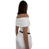 Women's Ruched Off The Shoulder V Neck Top - beige botany - 2 of 4