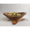 Nambe Braid Salad Bowl with Servers - Acacia Wood Bowl with Chrome Handles - 16" Large Serving Dish with 12” Serving Utensils - By Sean O’Hara - 3 of 4