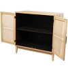Olivia & May 36" Wood 1 Shelf and 2 Door Cabinet with Cane Front Doors and Gold Handles Light Brown: Bedroom Storage, No Assembly Required - 3 of 4