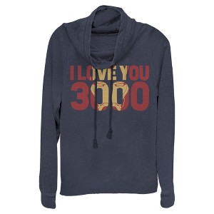 Juniors Womens Marvel Iron Man Forever Love 3000 Cowl Neck Sweatshirt - 1 of 3