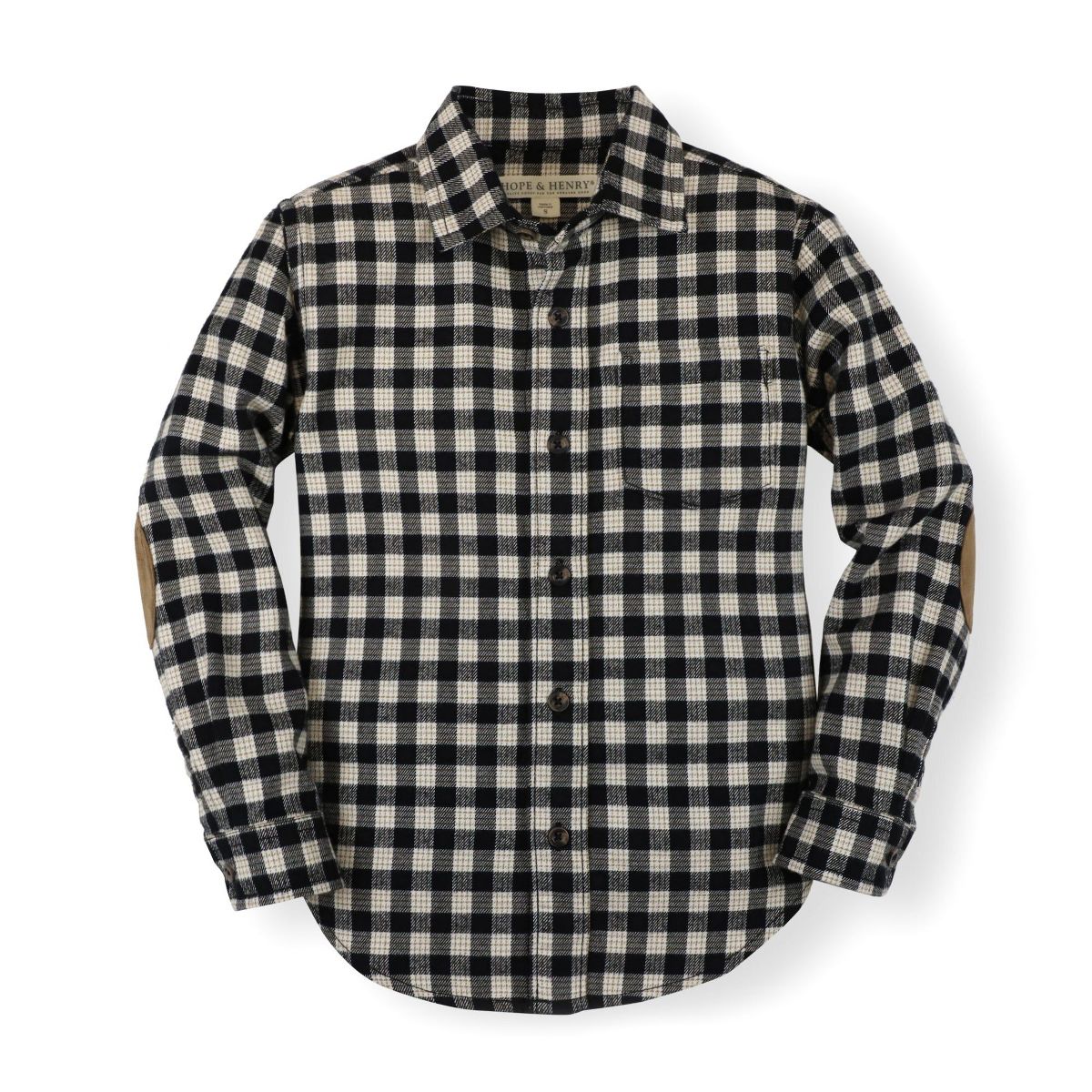 Hope & Henry Boys' Cotton Long Sleeve Brushed Cotton Flannel Button Down Shirt, Infant