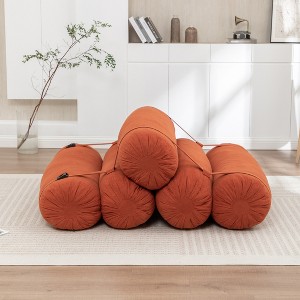 GDFStudio Haddad Modern 50"W Corduroy Upholstered Adjustable Floor Sofa, 5 Cylindrical Pillows Bean Bag Seat - 1 of 4