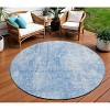 Denim Blue And Ivory Abstract Washable Indoor Outdoor Area Rug - 2 of 4