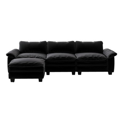 NicBex Modular Sectional Sofa,L-Shape Velvet Couch with Ottoman for Living Room,Apartment,Office