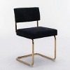 INFURNIC Dining Chairs Modern Corduroy Fabric Chair with Channel Tufting and Gold Metal Base for Kitchen and Dining Room, Black, 25.5"*19.7"*37.4" - 3 of 4