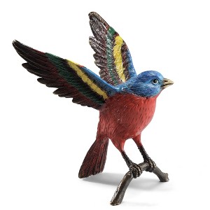 SPI Home Brass Colorful Bunting Figurine – 6" Hand-Painted Songbird Sculpture for Nature or Garden-Inspired Decor - 1 of 4