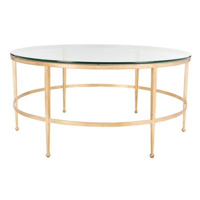 Edmund Glass Cocktail Table Gold/Glass - Safavieh