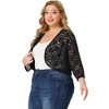 Agnes Orinda Women's Plus Size Sheer Cardigan 3/4 Sleeves Floral Lace Crop Shrug - 4 of 4