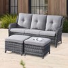 POCASSY 74" Wide Outdoor Wicker Patio Sofa with Cushions - 2 of 4