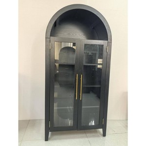 Coucheta 1 MDF arched double glass door bookshelf without black mountain pattern relief - 1 of 1