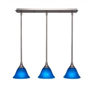 Toltec Lighting Any 3 - Light Chandelier in  Brushed Nickel with 7" Blue Italian Shade - 1 of 1