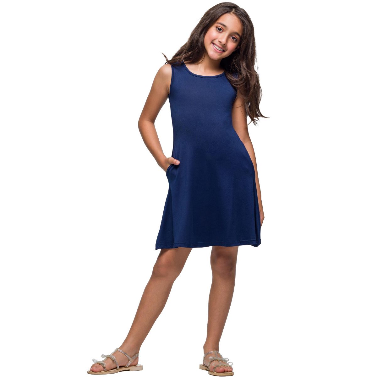 Girls Sleeveless Pocket Swing Dress - 24sevenKid™ - thumbnail 5