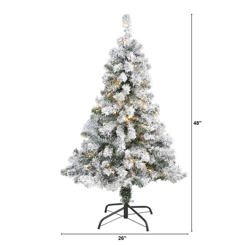 4ft Nearly Natural Pre-Lit LED Flocked Rock Springs Spruce Artificial Christmas Tree Clear Lights, 3 of 9