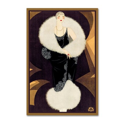 Vintage Art Deco Woman in Black Dress Canvas Print