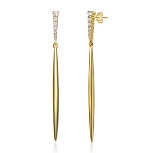 Guili Sterling Silver Icicle Spike Dangle Earrings with Colored Cubic Zirconia – A Striking and Fashionable Jewelry Piece for a Bold, Trendy Look - 1 of 3