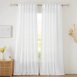 NICETOWN Linen Sheer Curtains 2 Panels Textured Semi Sheer Curtains Large Window Treatment for Living Room Bedroom Patio Door - 1 of 4