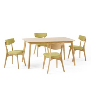 Christopher Knight Home Alma Mid Century Modern Fabric Upholstered Wood 5 Piece Dining Set - 1 of 4