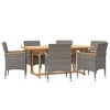 vidaXL Patio Dining Set Outdoor Dining Set Table and Chair Set for Garden - Gray 7 Piece with Cushions - 3 of 4