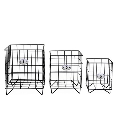 VIP Metal 8.5 in. Black Wired Baskets Set of 3