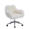 QingMoon Fluffy Office Chair, Adjustable Desk Chair, Faux Fur Computer Chair, Swivel Vanity Chair with Chrome Base for Living Room, Study - 3 of 4