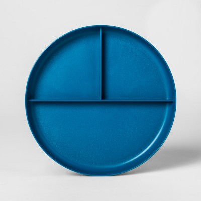 7.3" Plastic Divided Kids Plate Blue - Pillowfort™